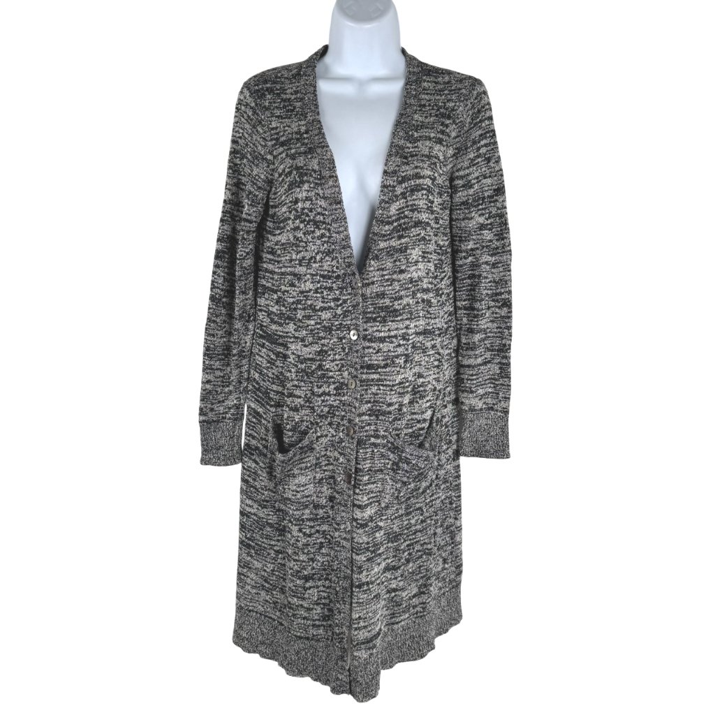 Eileen Fisher Duster Long Cardigan Small Silk Black Mix Long Sleeve Cj-2316